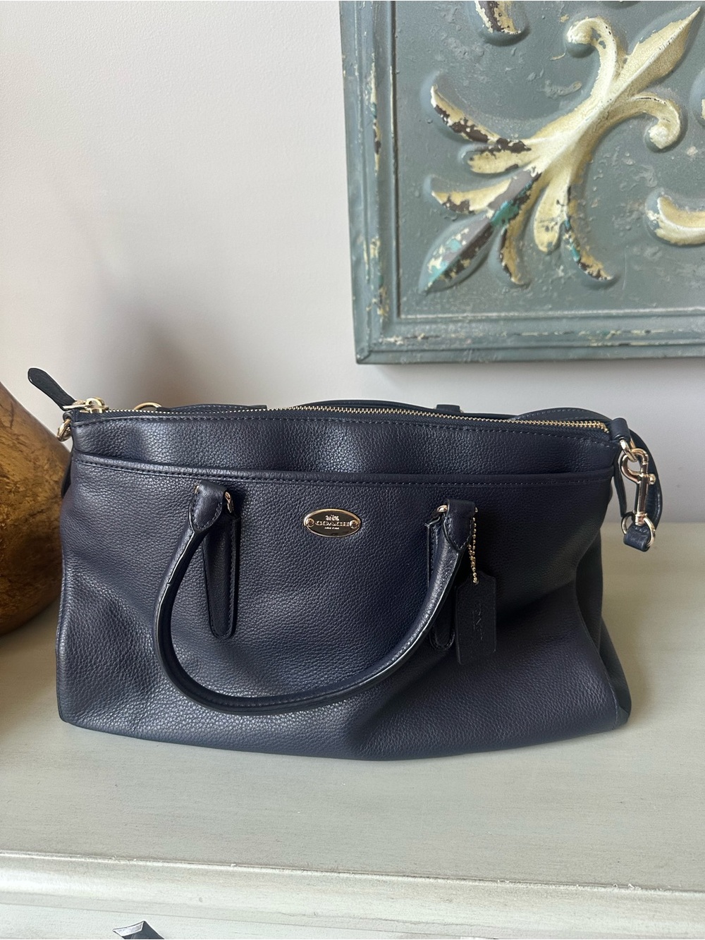 Coach Morgan pebbled leather satchel purse shoulder bag